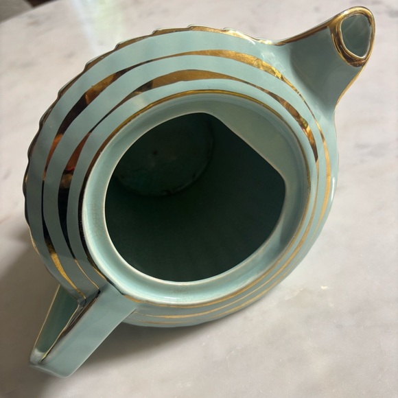 Vintage Sadler, England Art Deco ceramic teapot in mint green with gold accents - Picture 10 of 16